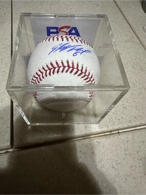 Autographed Mets Sterling Marte Baseball in PSA Display Case